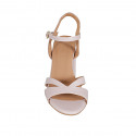 Woman's sandal with strap in nude leather heel 7 - Available sizes:  42, 43, 44, 45