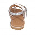 Sandalo infradito da donna in vernice stampata laminata argento con cinturino tacco 1 - Misure disponibili: 32, 33, 42, 43