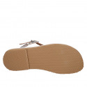Sandalia de dedo para mujer en charol estampado laminado plateado con cinturon tacon 1 - Tallas disponibles:  32, 33, 42, 43