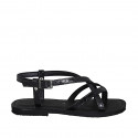 Sandale entredoigt pour femmes en cuir verni imprimé noir avec courroie talon 1 - Pointures disponibles:  32, 33, 42, 43