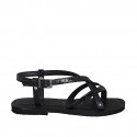 Sandale entredoigt pour femmes en cuir verni imprimé noir avec courroie talon 1 - Pointures disponibles:  32, 33, 42