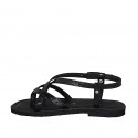 Sandale entredoigt pour femmes en cuir verni imprimé noir avec courroie talon 1 - Pointures disponibles:  32, 33, 42