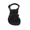 Sandale entredoigt pour femmes en cuir verni imprimé noir avec courroie talon 1 - Pointures disponibles:  32, 33, 42