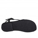 Sandalia de dedo para mujer en charol estampado negro con cinturon tacon 1 - Tallas disponibles:  32, 33, 42, 43