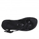 Sandalia de dedo para mujer en charol estampado negro con cinturon tacon 1 - Tallas disponibles:  32, 33, 42, 43