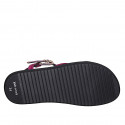 Sandale entredoigt pour femmes en cuir lamé rose et fucsia avec courroie talon compensé 1 - Pointures disponibles:  32, 33, 42, 43