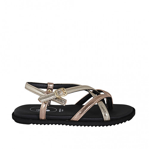 Woman's thong sandal in copper and...