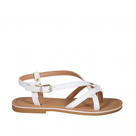 Woman's thong sandal in white leather with strap heel 1 - Available sizes:  32