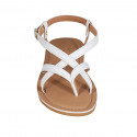 Woman's thong sandal in white leather with strap heel 1 - Available sizes:  32, 43