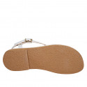 Sandale entredoigt pour femmes en cuir blanc avec courroie talon 1 - Pointures disponibles:  32