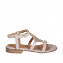 Woman's sandal with rhinestones and strap in nude leather heel 2 - Available sizes:  32, 33, 42, 43, 44, 46
