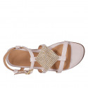 Woman's sandal with rhinestones and strap in nude leather heel 2 - Available sizes:  32, 33, 42, 43, 44, 46