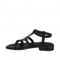 Sandale pour femmes en cuir noir avec courroie et strass talon 2 - Pointures disponibles:  32, 33, 34, 42, 43, 44, 46