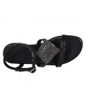 Sandalo da donna in pelle nera con cinturino e strass tacco 2 - Misure disponibili: 32, 33, 34, 42, 43, 44, 46