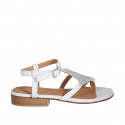 Woman's thong sandal in white leather with rhinestones and strap heel 2 - Available sizes:  32, 33, 42, 43, 44, 45