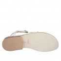 Sandale entredoigt pour femmes en cuir blanc avec strass et courroie talon 2 - Pointures disponibles:  32, 33, 42, 43, 44, 45