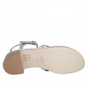 Woman's thong sandal in silver printed laminated patent leather with rhinestones and strap heel 4 - Available sizes:  42, 43, 44, 45, 46