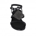 Sandale pour femmes en cuir verni imprimé noir avec strass et courroie talon 4 - Pointures disponibles:  33, 42, 43, 44, 45