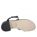 Sandale entredoigt pour femmes en cuir imprimé noir avec strass et courroie talon 4 - Pointures disponibles:  33, 42, 43, 44, 46