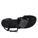 Sandale entredoigt pour femmes en cuir imprimé noir avec strass et courroie talon 4 - Pointures disponibles:  33, 34, 42, 43, 44, 46