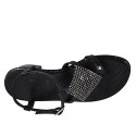 Sandale entredoigt pour femmes en cuir imprimé noir avec strass et courroie talon 4 - Pointures disponibles:  33, 42, 43, 44, 46