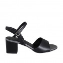 Sandale pour femmes avec courroie en cuir noir et cuir lamé argent talon 5 - Pointures disponibles:  33, 44
