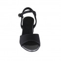 Sandale pour femmes avec courroie en cuir noir et cuir lamé argent talon 5 - Pointures disponibles:  33, 44