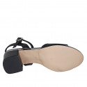 Sandale pour femmes avec courroie en cuir noir et cuir lamé argent talon 5 - Pointures disponibles:  31, 33, 42, 43, 44