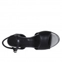 Sandale pour femmes avec courroie en cuir noir et cuir lamé argent talon 5 - Pointures disponibles:  33, 44
