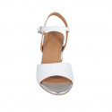 Woman's strap sandal in white leather heel 5 - Available sizes:  43, 44, 46