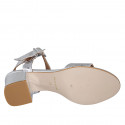 Sandalia en charol imprimido laminado plateado con cinturon para mujer tacon 5 - Tallas disponibles:  31, 43, 44, 46