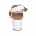 Sandalia con cinturon al tobillo para mujer en piel estampada blanca tacon 5 - Tallas disponibles:  42, 43, 44, 46