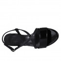 Woman's sandal in black printed leather and patent leather heel 5 - Available sizes:  31, 33, 34, 43, 44, 46
