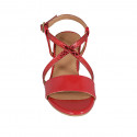 Woman's sandal in red printed leather and patent leather heel 5 - Available sizes:  42, 43, 44, 45