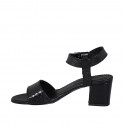 Sandale pour femmes en cuir verni imprimé noir avec courroie talon 5 - Pointures disponibles:  31, 33, 42, 43, 44, 45