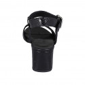 Sandalia en charol imprimido negro con cinturon para mujer tacon 5 - Tallas disponibles:  31, 33, 42, 43, 44, 45