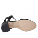 Woman's sandal in black laminated patent leather with strap heel 5 - Available sizes:  31, 33, 42, 43, 44, 45