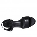 Sandalia en charol imprimido negro con cinturon para mujer tacon 5 - Tallas disponibles:  31, 33, 34, 42, 43, 44, 45