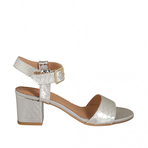 Woman's sandal in platinum printed...