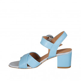 Sandale pour femmes avec courroie en cuir bleu clair talon 5 - Pointures disponibles:  43, 44, 45, 46 2