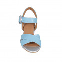 Sandalo da donna con cinturino in pelle azzurra tacco 5 - Misure disponibili: 31, 33, 43, 44, 45, 46