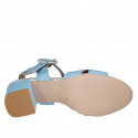 Woman's strap sandal in light blue leather heel 5 - Available sizes:  31, 33, 43, 44, 45, 46