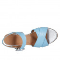 Woman's strap sandal in light blue leather heel 5 - Available sizes:  31, 33, 43, 44, 45, 46