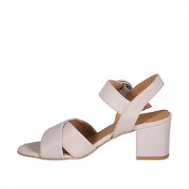 Sandalo da donna in pelle nude con cinturino tacco 5 - Misure disponibili: 44 2