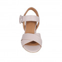 Woman's sandal in nude leather with strap heel 5 - Available sizes:  31, 44