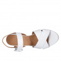 Woman's sandal with strap in white leather heel 5 - Available sizes:  43, 44, 45