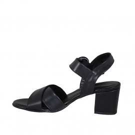 Sandalia para mujer en piel de color negro con cinturon tacon 5 - Tallas disponibles:  31, 42 2