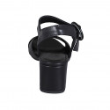 Sandale pour femmes en cuir de couleur noir avec courroie talon 5 - Pointures disponibles:  31, 42, 44, 46