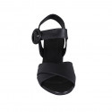 Woman's sandal in black-colored leather with strap heel 5 - Available sizes:  31, 33, 42, 43, 44, 46