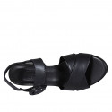 Sandalo da donna in pelle di color nero con cinturino tacco 5 - Misure disponibili: 31, 33, 42, 43, 44, 46